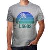 Men’s Vintage Tee Shirt Graphic T Shirt Lagos Sunset Grey Marl