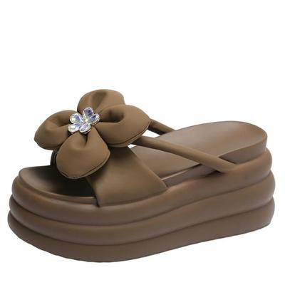 Модные тапочки на платформе 8,5 см, сандалии, женские тапочки с бантом на толстой подошве, толстые шлепанцы, новые летние повседневные пляжные шлепанцы Zapatos Mujer