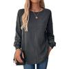New Autumn Casual Top Round Neck Pocket Mid-length Solid Color Sweatshirt for Women