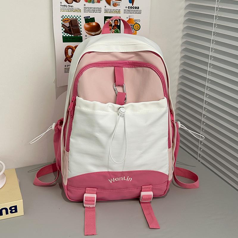 Macaron Cute Versatile Junior High School Schoolbag Female Contrasting Color Backpack High Value High School Backpack