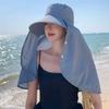 New Large Brim Sun Hat Neck Guard Shawl With Snap Button Fisherman Hat Washable Anti-UV Bucket Hat Beach