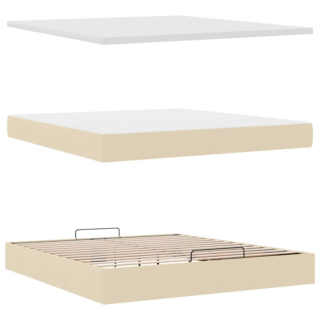 Ottoman Bed with Mattress Cream 160x200 cm Fabric
