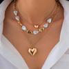 Imitation Pearl Chain Punk Heart Pendant Necklace for Girls Women Jewelry Wedding Gifts