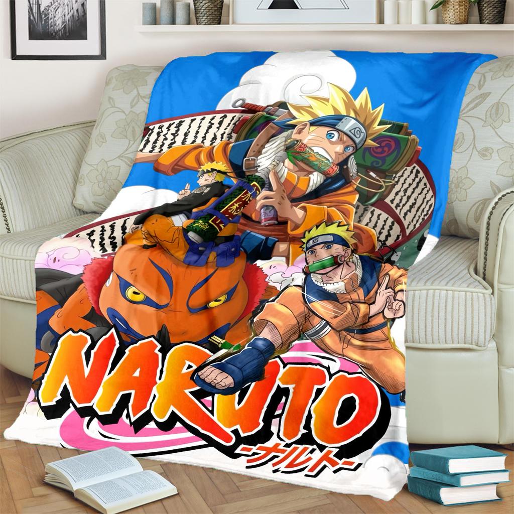 Anime-Naruto Print Blanket Warm Comfortable Flannel Blanket for Bedrooms, Sofas, Beds, Chairs, Picnics, Travel -LXR44