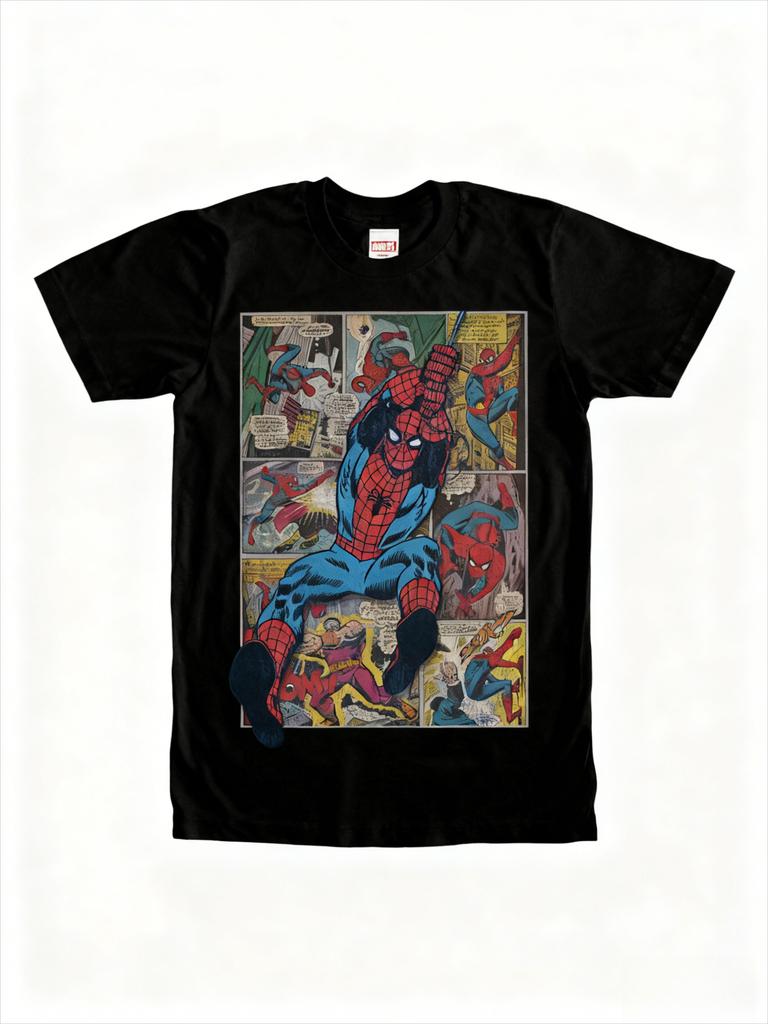 Оригинальный принт страницы комикса про Человека-паука 2026 года, больших размеров, мужские и женские футболки с коротким рукавом, свободного кроя, с круглым вырезом