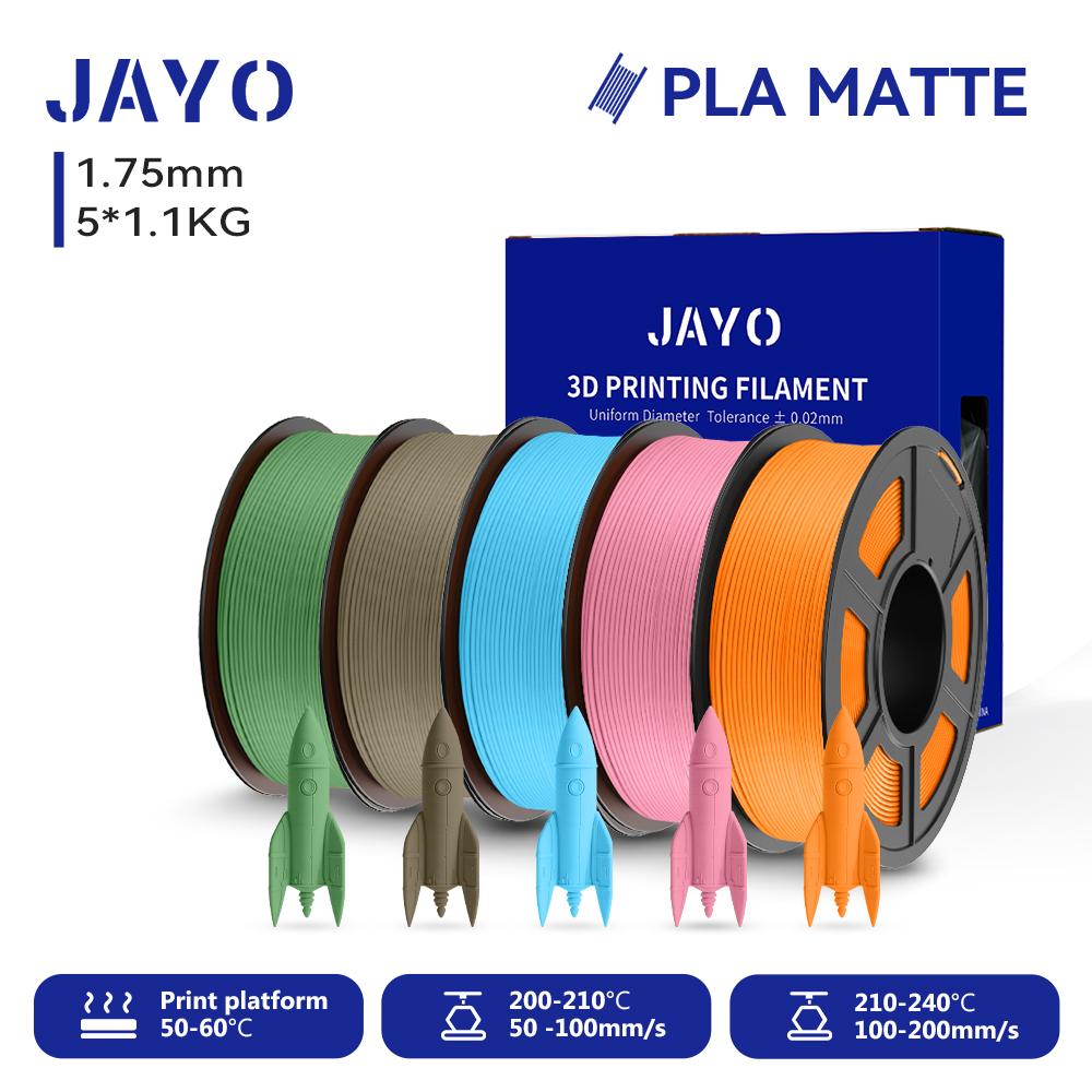 JAYO 5 катушек 3D PLA Матовый Филамент для 3D-принтера 1,75 мм+/-0,02 мм 100% Без пузырьков Нетоксичный Материалы для 3D-печати для 3D-принтера и ручки