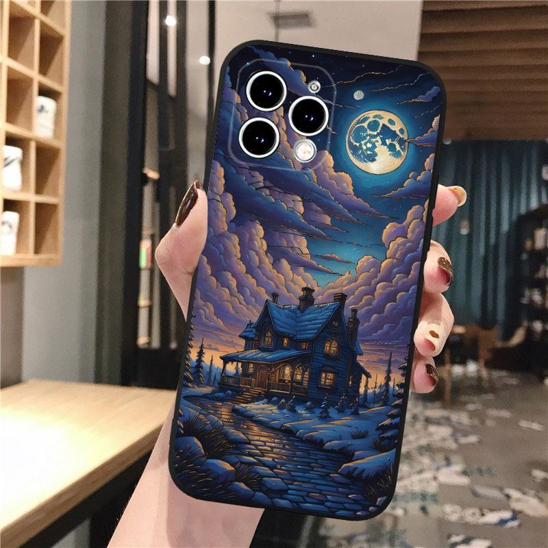 Чехол для телефона с изображением лунного ночного пейзажа для iPhone 15 14 Pro Max 13 12 11 Pro Max XSMax XR 12 13 mini 14 Plus Shell
