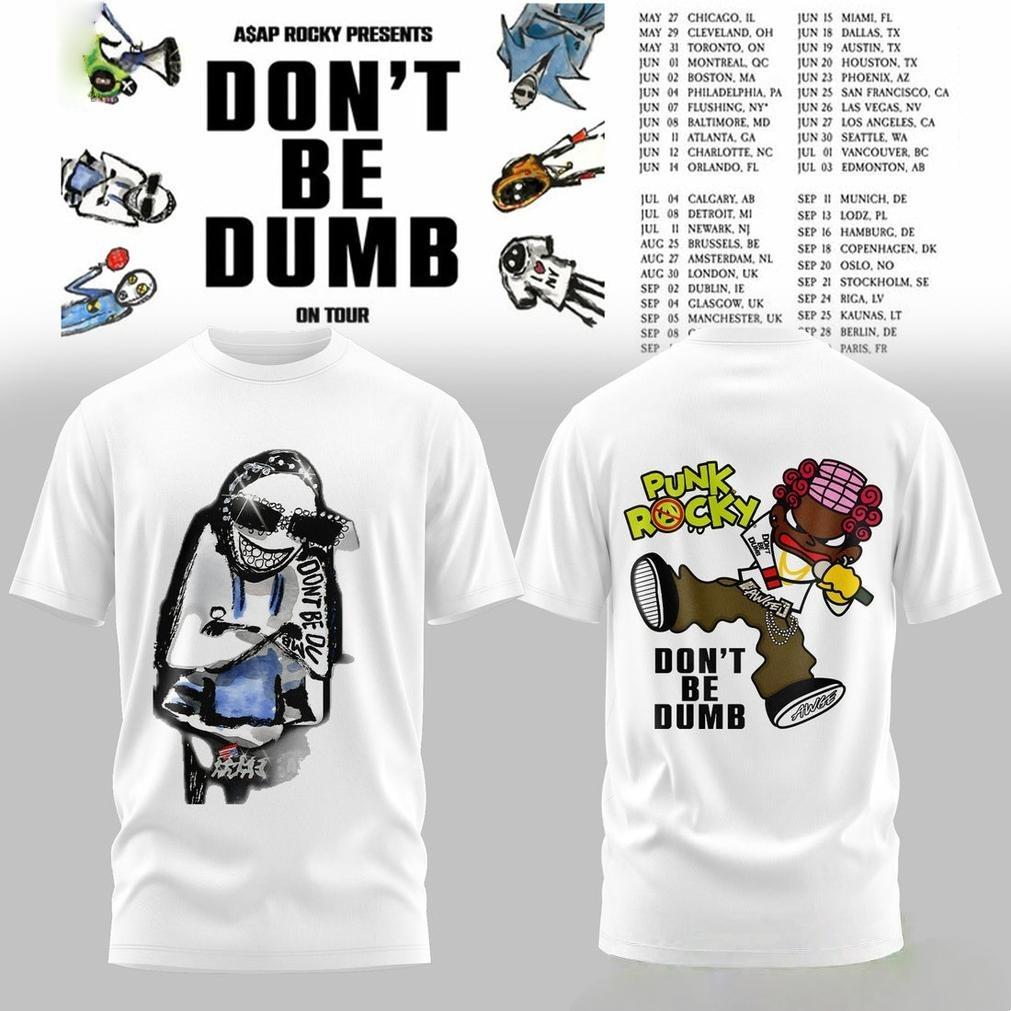 ASAP Rocky Dont Be Dumb Мировой Тур 2026 Графическая Мерч Футболка 100% Хлопок Унисекс Унисекс Y2k Популярная Оверсайз Футболка Повседневная Футболка