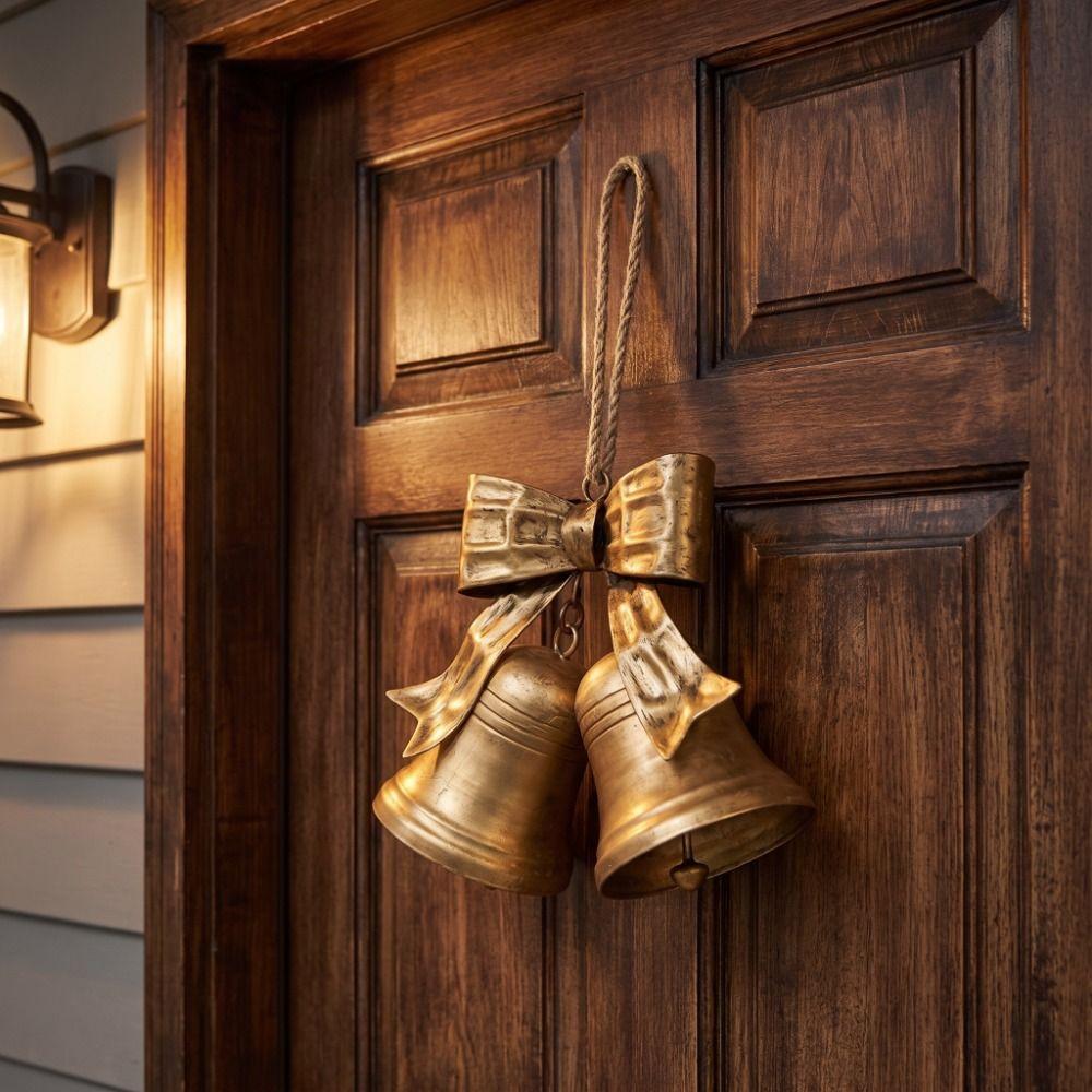 Home Decor Christmas Bell Decoration Bow Bell Hanging Ornaments Vintage Bell Pendant Wall