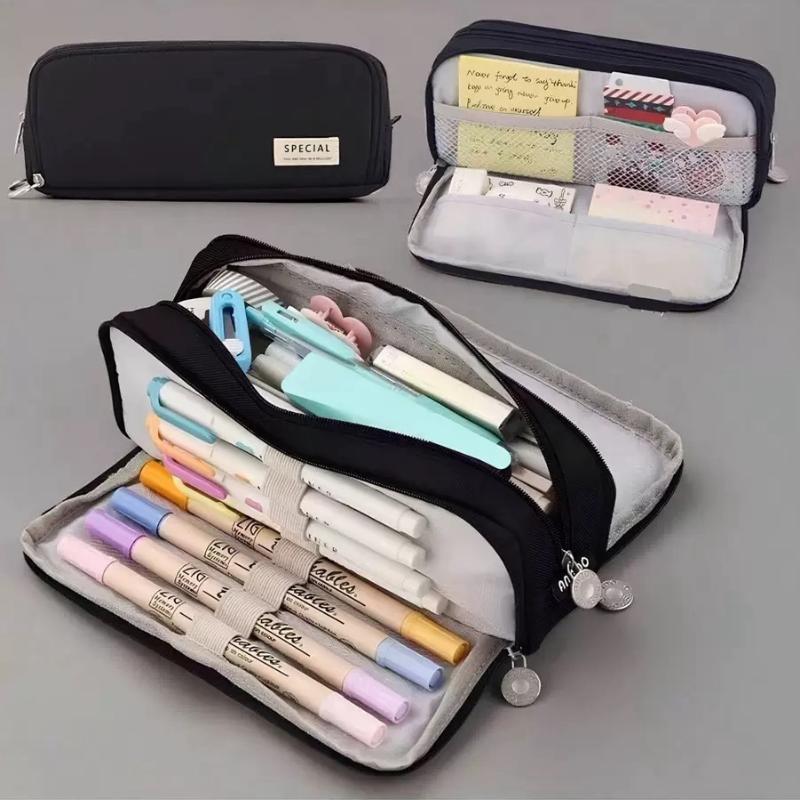 Canvas Pencil Case Large Capacity Multiple Colors Perfect For Students School Office Daily Use