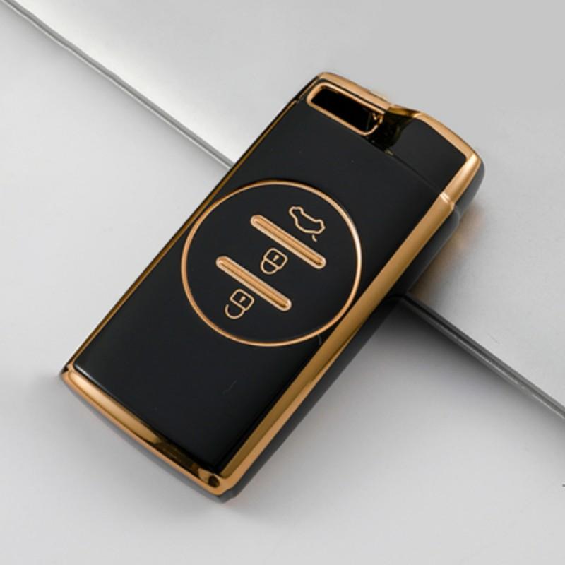 Чехол для ключей из ТПУ с золотыми краями для Chery Tiggo 8 Arrizo 5 7 Pro EQ7 5x 3x Tiggo 7, умный держатель, кольцо, защитные аксессуары, чехол