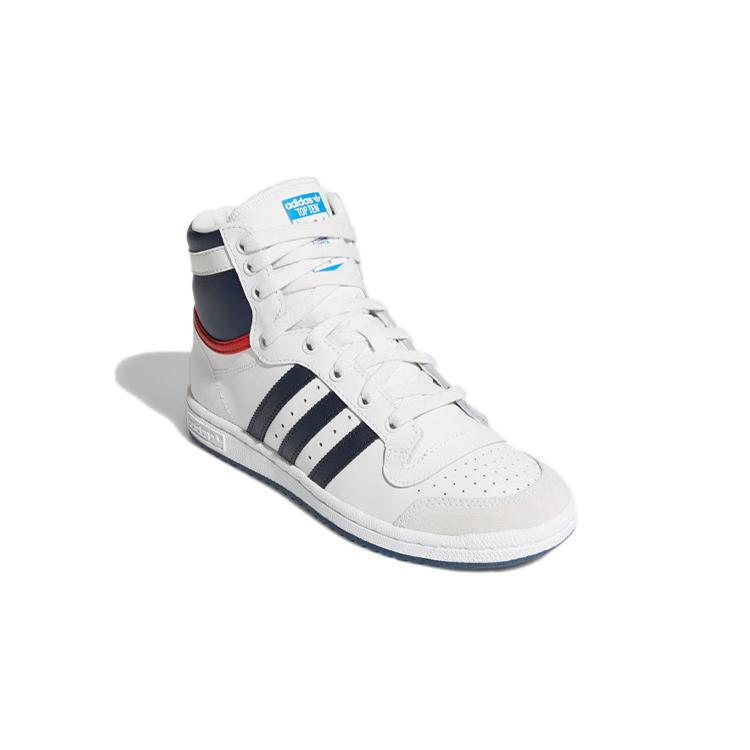 adidas Originals Топ-десять Устойчивые к истиранию Средние Детские скейтбордические кроссовки Белый Синий Подростки D74481