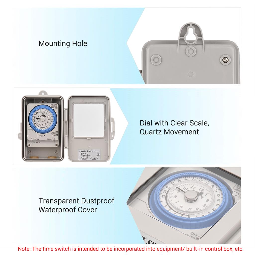 Механический 24-часовой таймер, класс IP53, программируемый электрический таймер, коробка переключателя переменного тока 100-240 В переменного тока