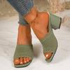 Шлепанцы-перевертыши Женская мода Квадратный носок Открытый носок Противоскользящие Износостойкие Высокие каблуки