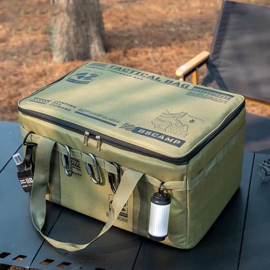 Tactical Camping Storage Bag 42L Utility Organizer Tote with Dividers Waterproof Oxford Fabric Collapsible Cookware Organizer for Camping Travel