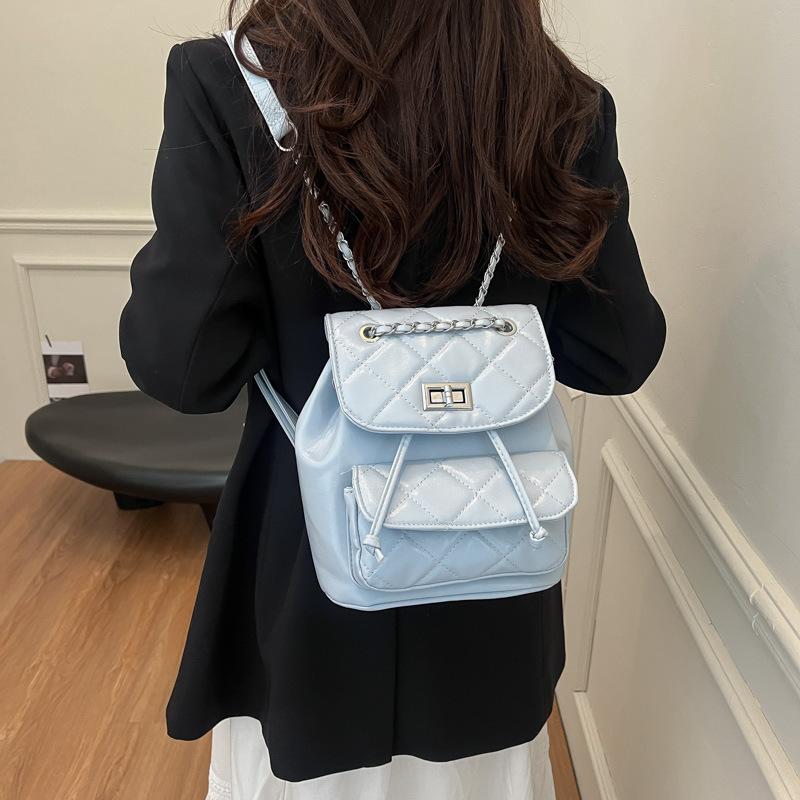 Рюкзак-цепочка ромбовидной формы, женский нишевый дизайн, модная сумка-ведро, повседневный корейский вариант, школьный рюкзак премиум-класса для путешествий