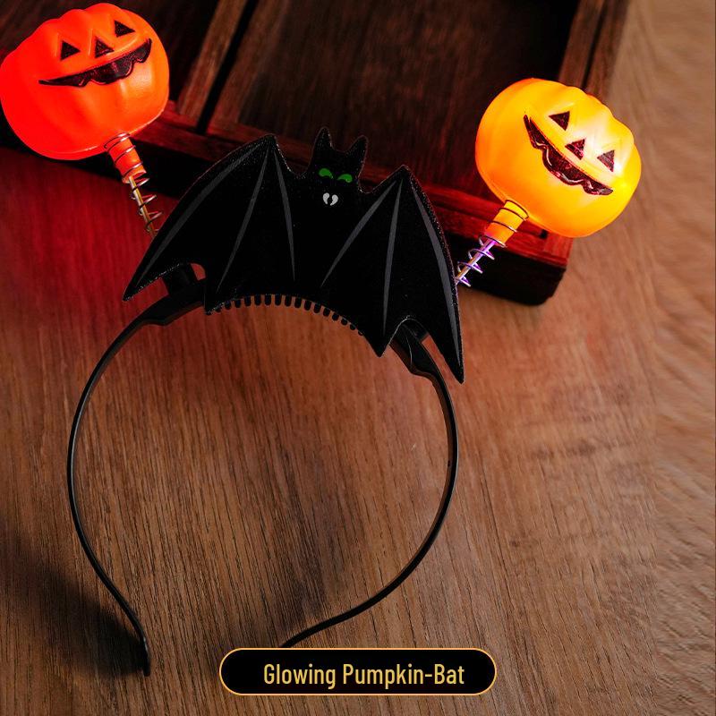 Luminous Halloween Pumpkin Devil Horn Headband for Concerts and Parties