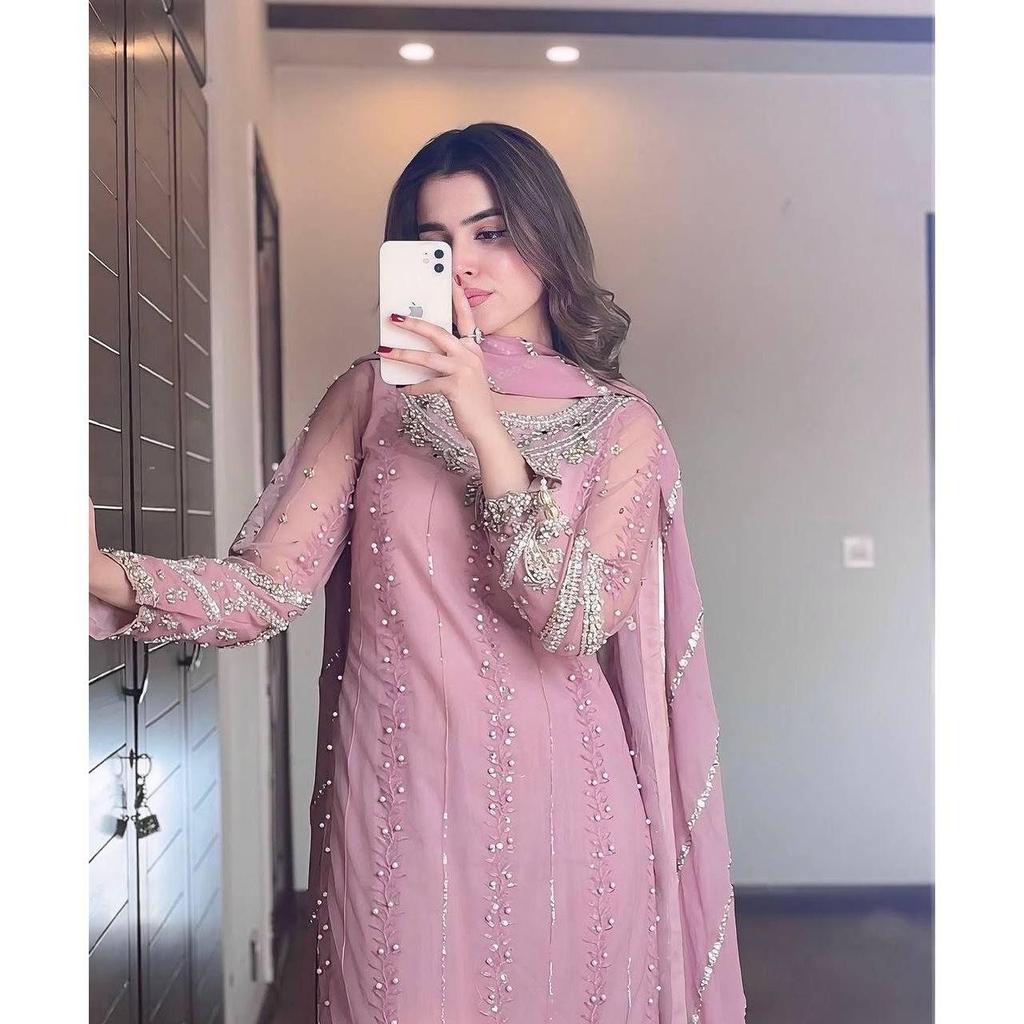 Представляем новый дизайнерский праздничный наряд: чистый тяжелый искусственный жоржет топ, палаццо и дупатта