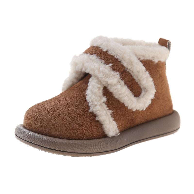 Детские высокие зимние ботинки на толстой подошве в стиле ретро, детская хлопковая обувь для девочек, толстые теплые плюшевые меховые повседневные ботинки, зимние новые