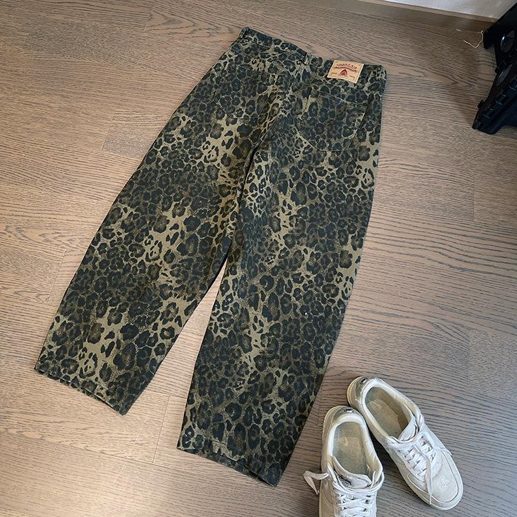 2023 Fall/Winter Men's Retro Leopard Print Workwear Pants - Loose, Casual & Versatile