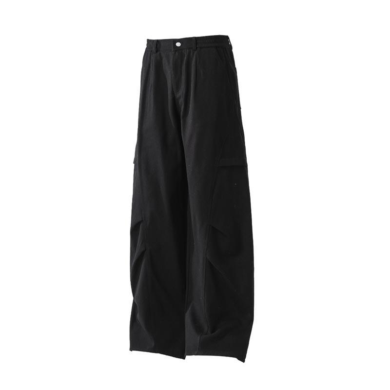 Men Women Loose Fit Streetwear Cargo Pants With Pleated Detail Cotton Wide Leg