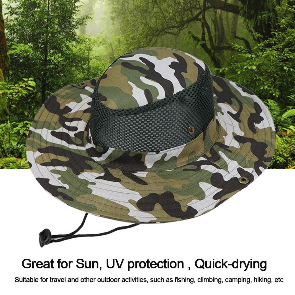 Outdoor Fishing Wide Brim Breathable Camouflage Sun Visor Hat Sun Protection Hiking Cap Bucket Hat