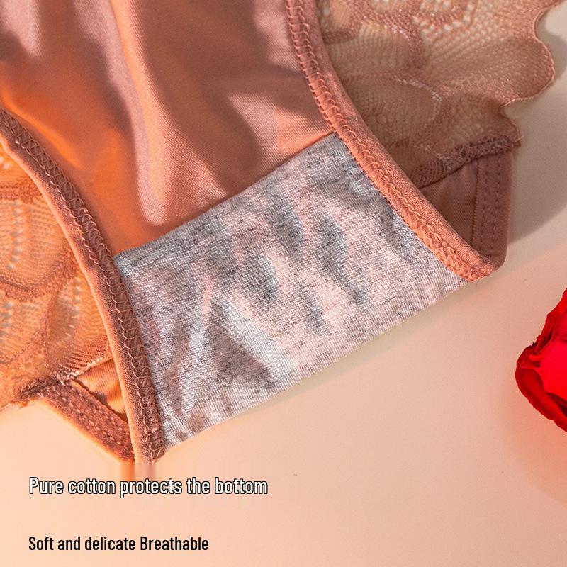 Атласные трусики-слипы со средней посадкой и кружевом - Сладкие и Сексуальные