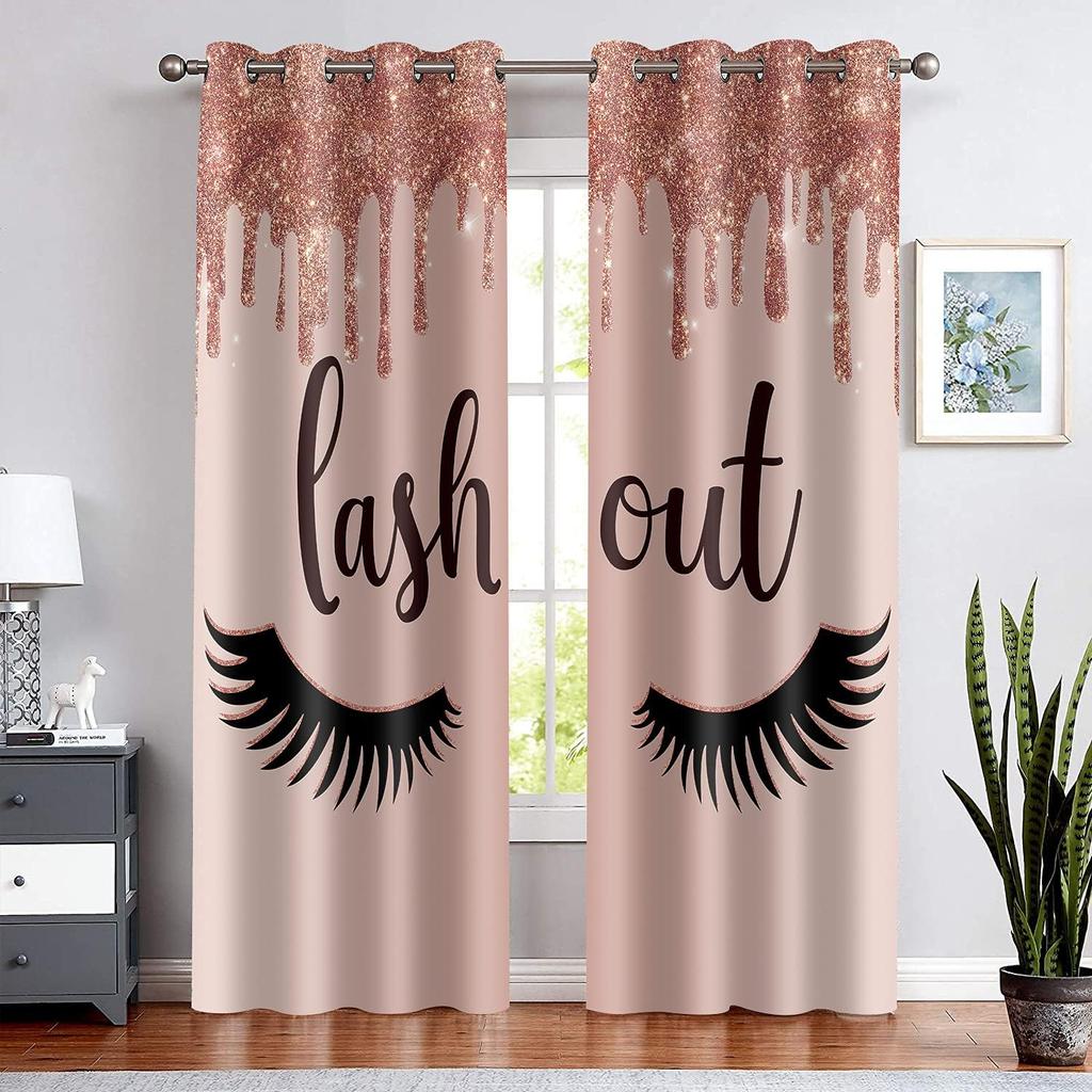 Hello Gorgeous Unicorn Eyelash Print Curtain for The Bedroom Custom,Suitable for Decor Curtains Living Room