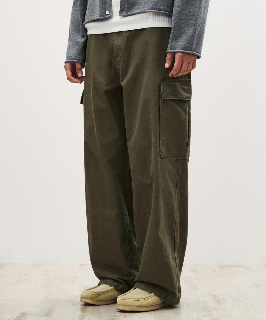 SUARE Ripstop Washed Cargo Pants Dark Brown