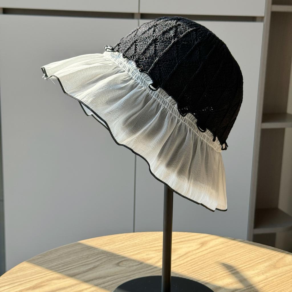 Korean-style knitted brimmed fisherman hat for women, new summer model, beach woven sun hat, sunshade and sun protection hat