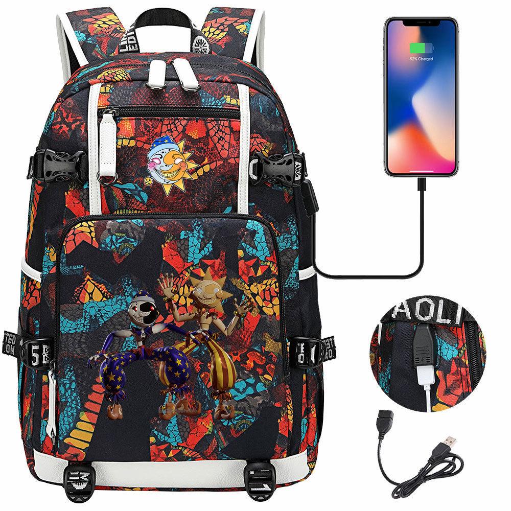 Game Moon Sun Print Backpack for Teens Students Boys Girls Casual Large Capacity Travel Daypack