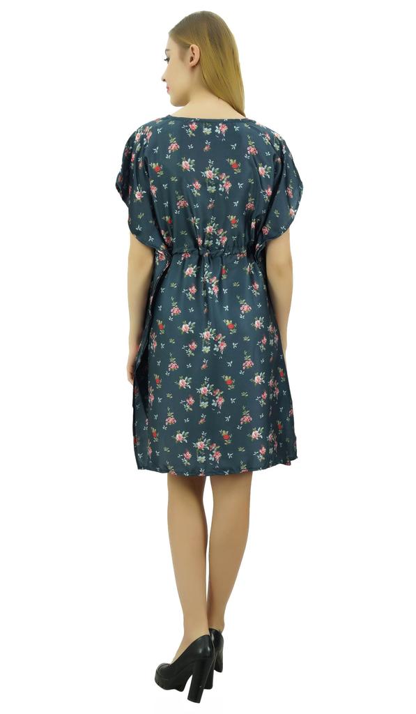 Bimba Женское черное атласное кимоно с цветочным принтом для подружки невесты на шнурке