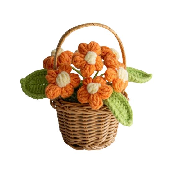 Вязаная крючком декорация в горшке, ручная работа, вязаный цветочный орнамент, готовый цветок ручной вязки