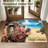 Crystal Velvet Square Rug Custom NameDragon Ball Pattern Non Slip Home Floor Decor Rug