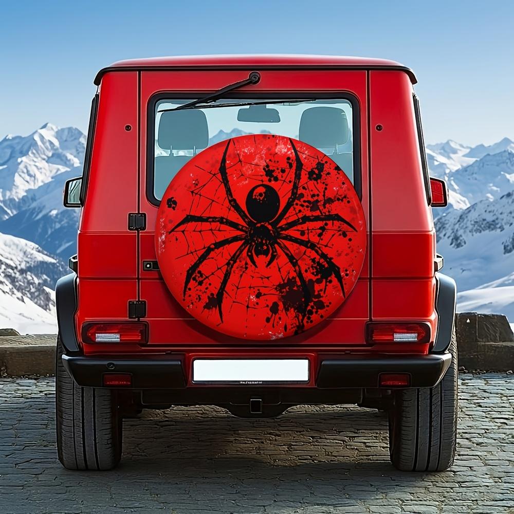 1pc, Universal 14-17 Inch Red Base Spider Dark Tire Cover, Suitable For Off-Road SUV Outdoor Camping Hardcore Cool Car Exterior