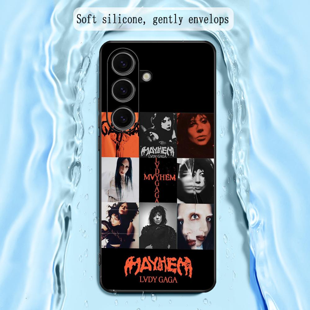Плакат горячей певицы Lady Gaga Mayhem Чехол для телефона для Samsung Galaxy S26 S25 S24 S23 S22 S21 Plus Ultra Note20 Мягкий Черный
