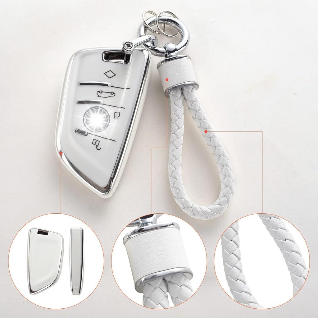 Чехол для брелока BMW с брелком, защитный чехол для ключей из мягкого ТПУ, подходит для BMW X1 X2 X3 X5 X6 X7 и серии 1 2 3 4 5 6 7