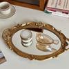 1PC Vanity Tray Bathroom Oval Golden Mirror Tray Home Decor Washstand Tray Small Jewelry Photography Decoration European Retro