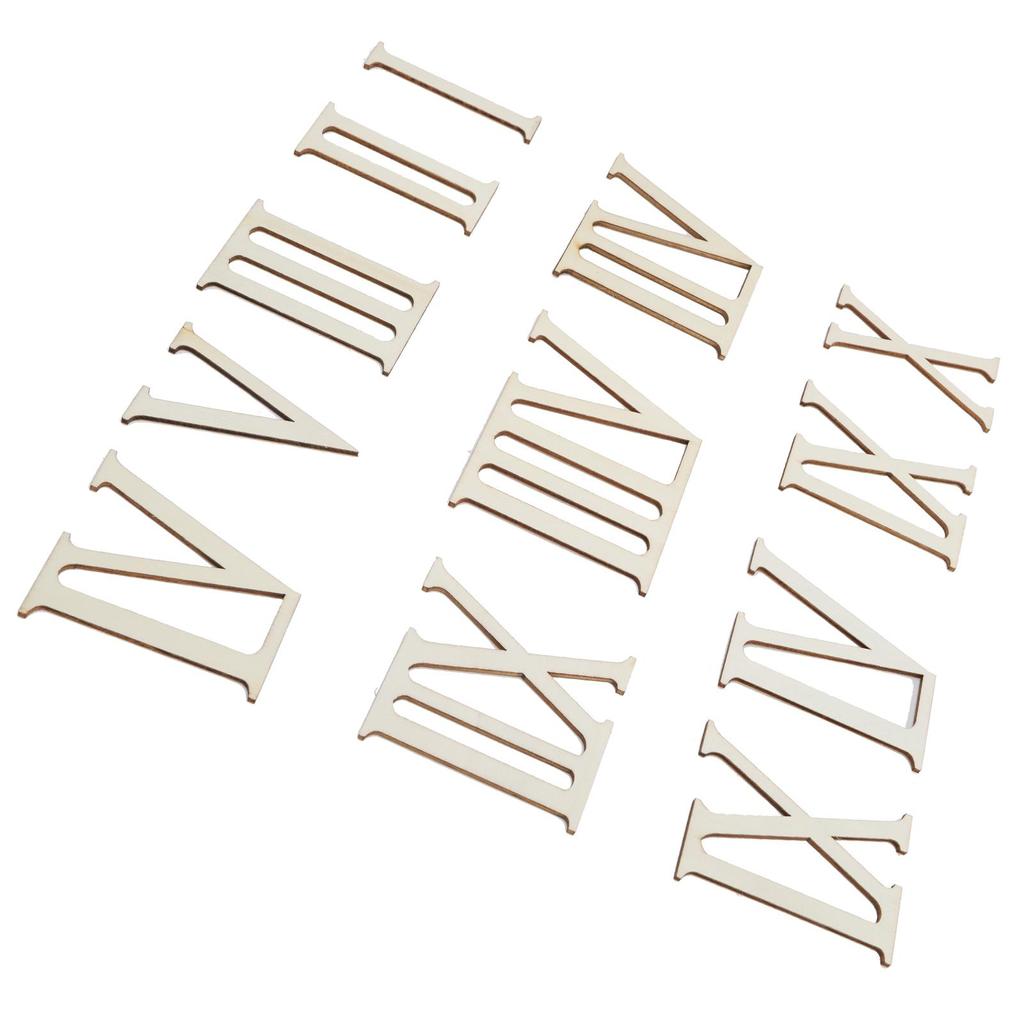 12Pcs Wooden Roman Numerals DIY Clock Numbers Wood Craft Hand Made Decorations 7CM