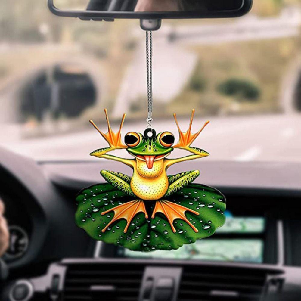Зеленая лягушка декоративная подвеска из мультфильма «Рождественская елка» из акрила, подвеска на зеркало заднего вида для салона автомобиля