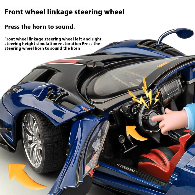 1/18 Модель спортивного автомобиля Pagani Huayra Cool из сплава, Имитация деталей интерьера, Крутое освещение и звуковые эффекты, Изысканные настольные украшения