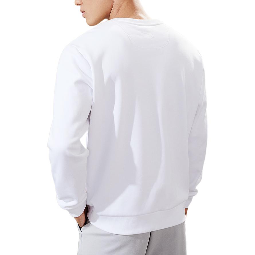 Anta Однотонный толстовка с круглым вырезом и логотипом на флисовой подкладке, мужские топы, белый цвет 152247702-1