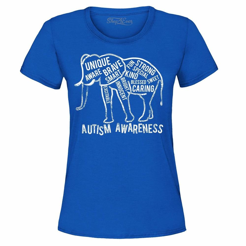 Autism Awareness Elephant Women's T-Shirt Unique Strong Autism Mom Shirts