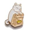 Cat and Food Bag Pin Cute Cat Pin Merchandise Badge, (White Cat)