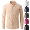 Эластичная рубашка Мужская рубашка с длинным рукавом Мужская верхняя тонкая однотонная дюймовая рубашка