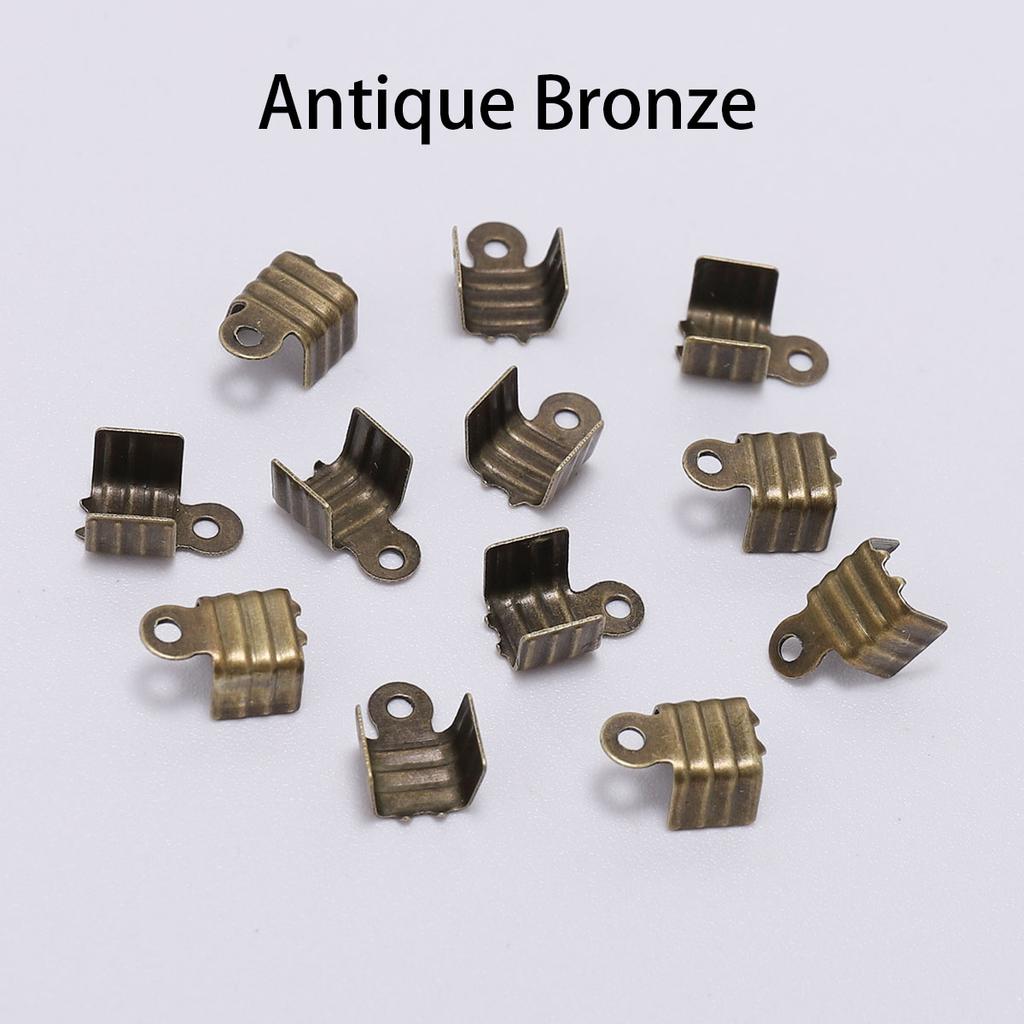 200 pcs/lot Metal End Caps End Clasps Leather Cord Crimp Bead Connectors For Jewelry Making Findings DIY Accessories Supplies