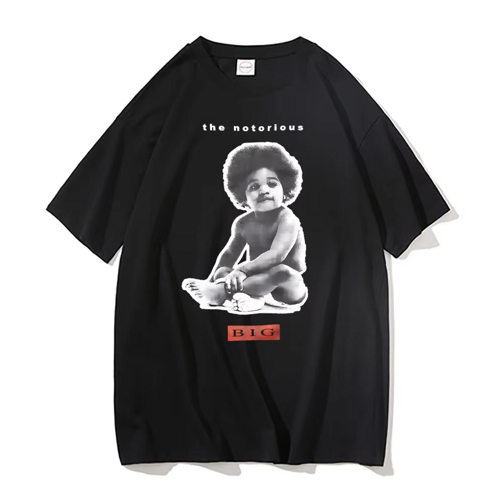 Графическая футболка с изображением рэпера The Notorious Big Poppa Мужская оверсайз с коротким рукавом Rap Biggie Smalls Футболки Мужчины Женщины Хип-Хоп Футболк...
