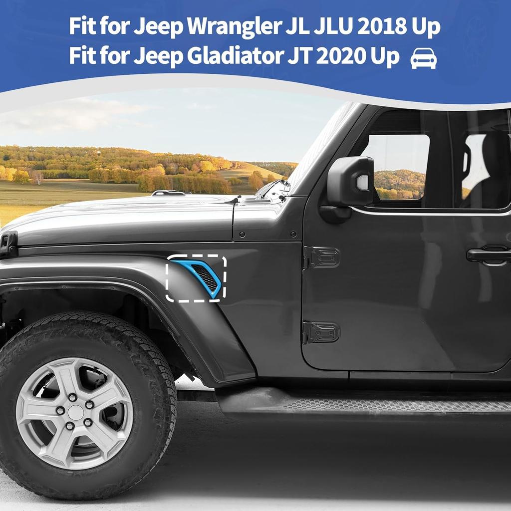 RT-TCZ For Jeep JL Side Fender Vent Decal Trim Cover For Jeep Wrangler JL JLU 2018-Present For Gladiator JT -Present Baby Blue Exterior Accessories