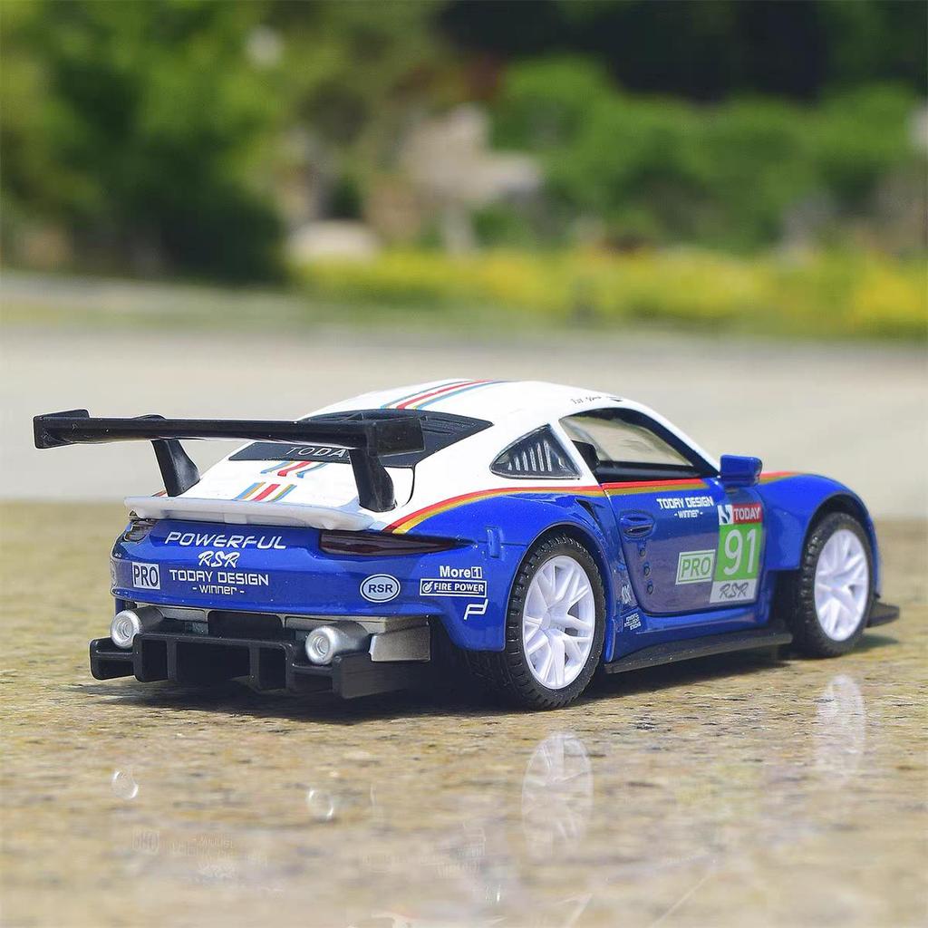 Porsche 911 GT3 RSR Match Version Моделирование Литые игрушечные машинки Звуки и свет Инерционный автомобиль 1:32 Сплавная Модель Суперкара