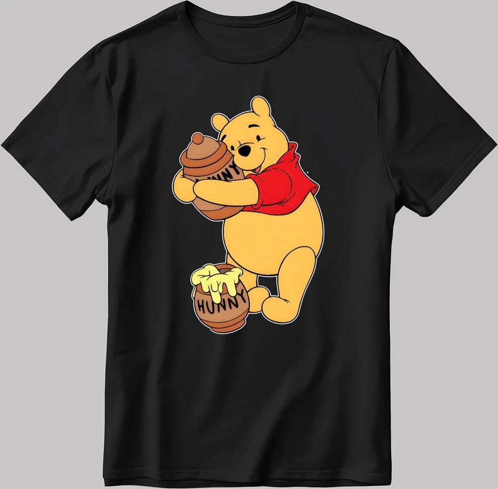 Winnie The Pooh Hugging Hunny Black TShirt